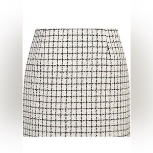 Tweed white and black Women's mini Skirt - Size L (about 10-12)